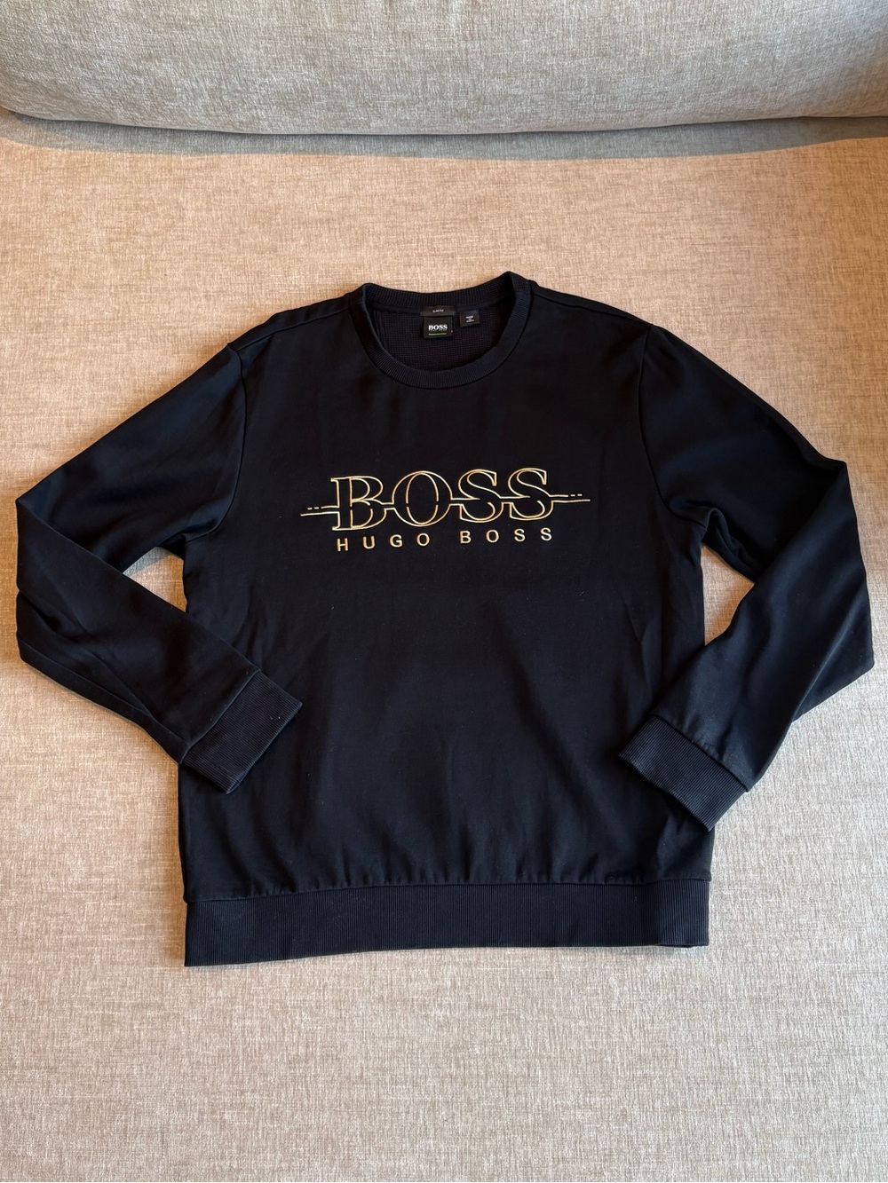 Hugo Boss Black Crewneck Sweatshirt with Gold Logo